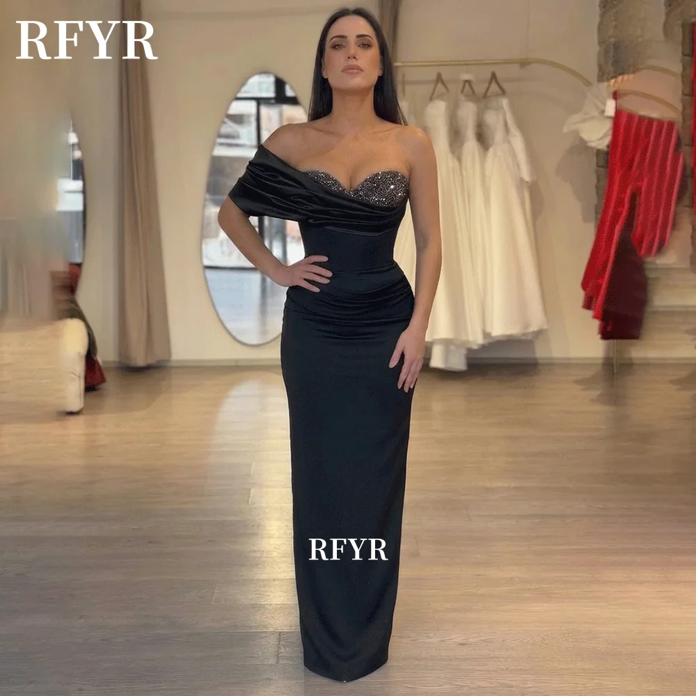 RFYR Off Shoulder Prom Dress with Sequins Brown Evening Dress Mermaid Party Princess Dress for Arabic Women Customized view 4