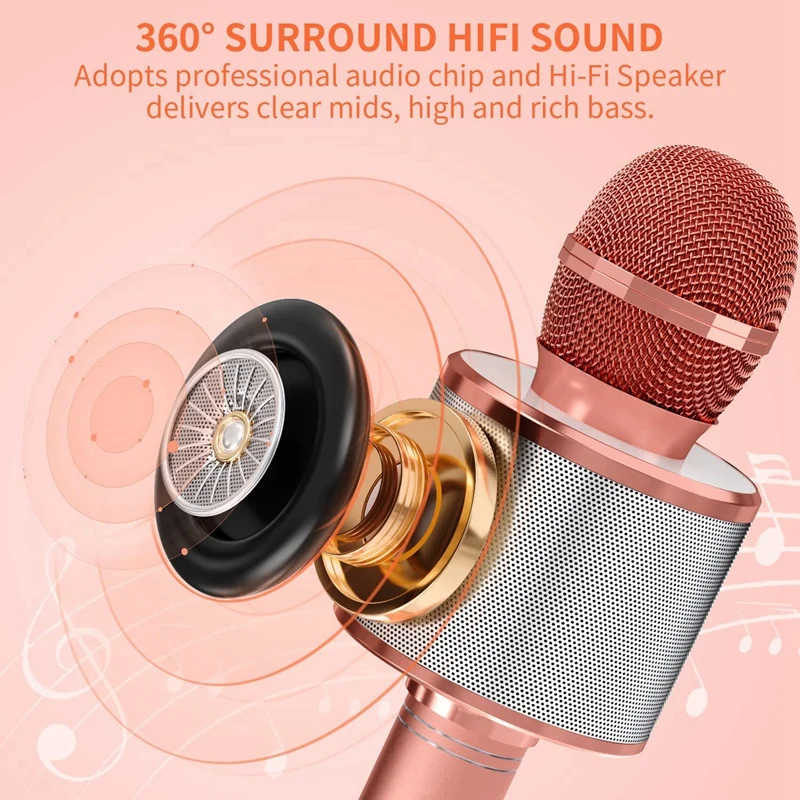 Kids Microphone,Portable Handheld Wireless Bluetooth Karaoke Microphone,For Boys&Girls Gift For Birthday Party