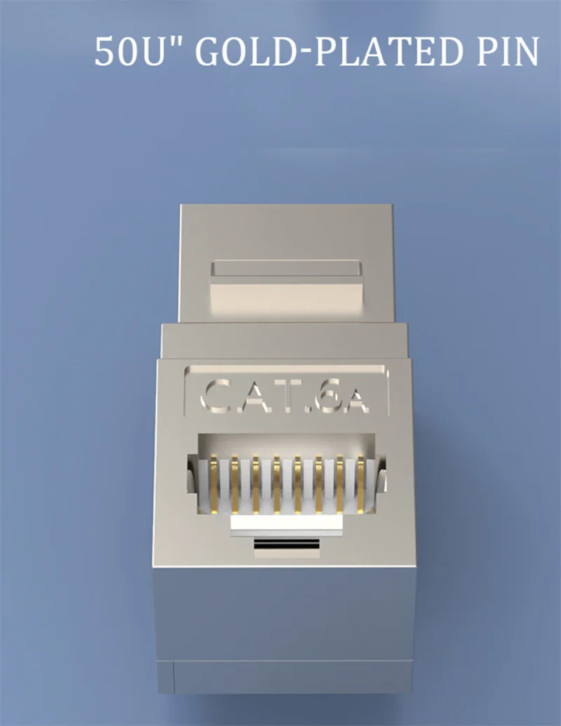 RJ 45 Female Cat6A 90 derajat sudut Splitter Coupler 10G terlindung untuk kosong Panel Faceplate Wallplate RJ45 Keystone Jack Adapter