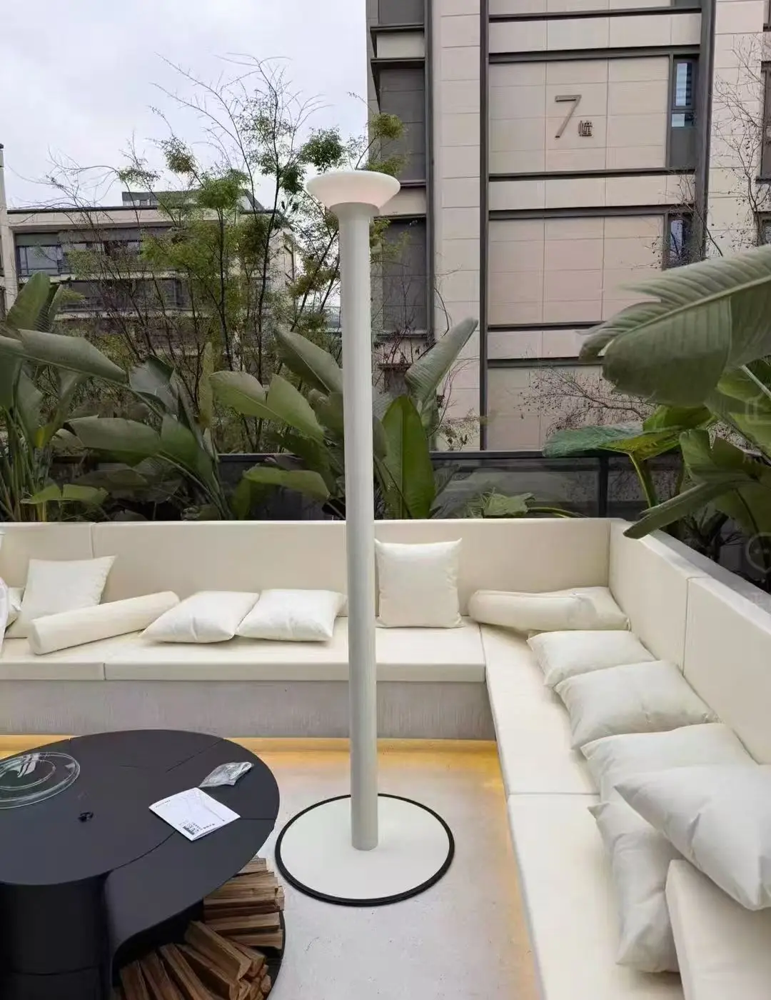 Telescopic Folding Outdoor Sunshade Parasol Polyester Fabric with Solar LED Light for Garden Balcony Courtyard Cafe