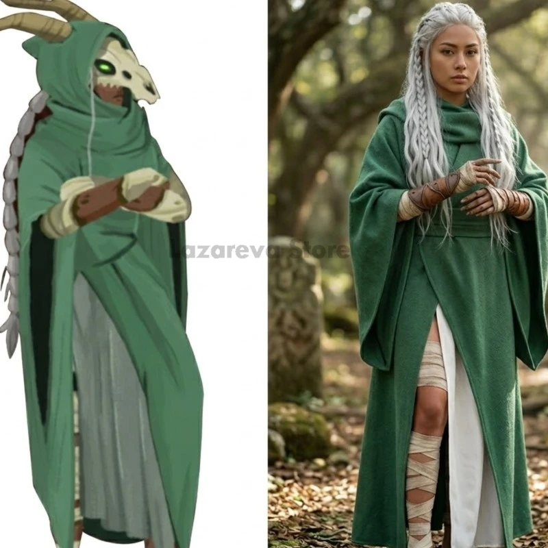 Disfraz completo de la Cazadora Silenciosa del juego Slay The Spire, conjuntos de disfraces completos, túnica verde, atuendos de Halloween para hombres y mujeres