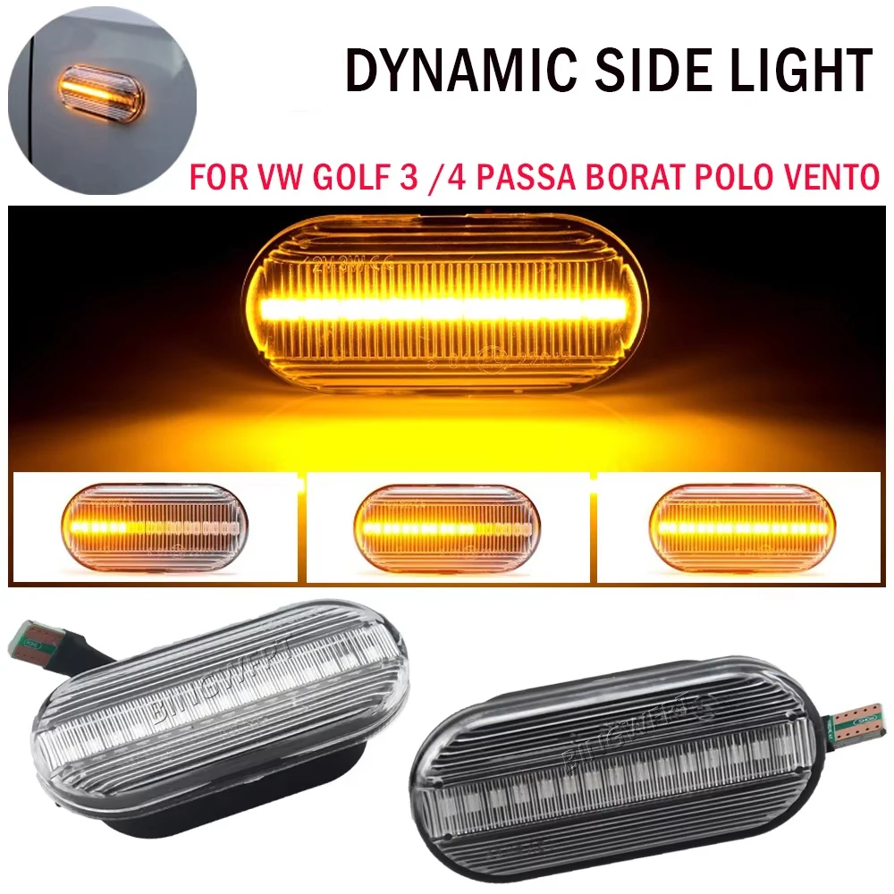 Super BrightLed Dynamic Side Turn Signal Light Sequential Blinker Light For VW Golf 3 4 MK3 MK4 Passat 3BG Polo 6N 9N Bora Vento