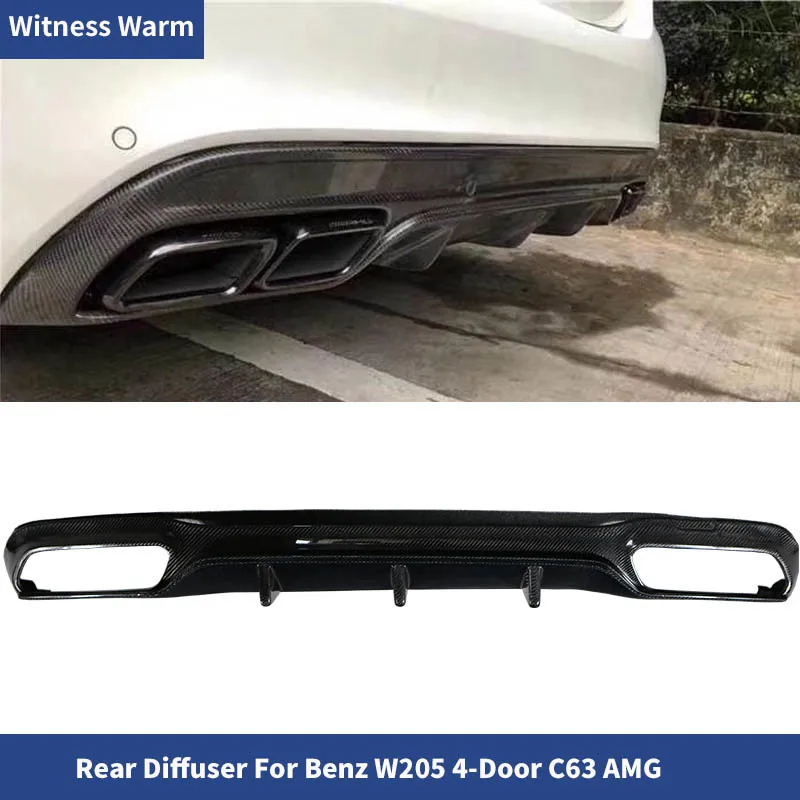 W205 Carbon Fiber Rear Bumper Exhaust Diffuser Lip Spoiler for Benz C180 C200 C300 C43 Sports Bumper C63 Bumper 4 Door Amg Style