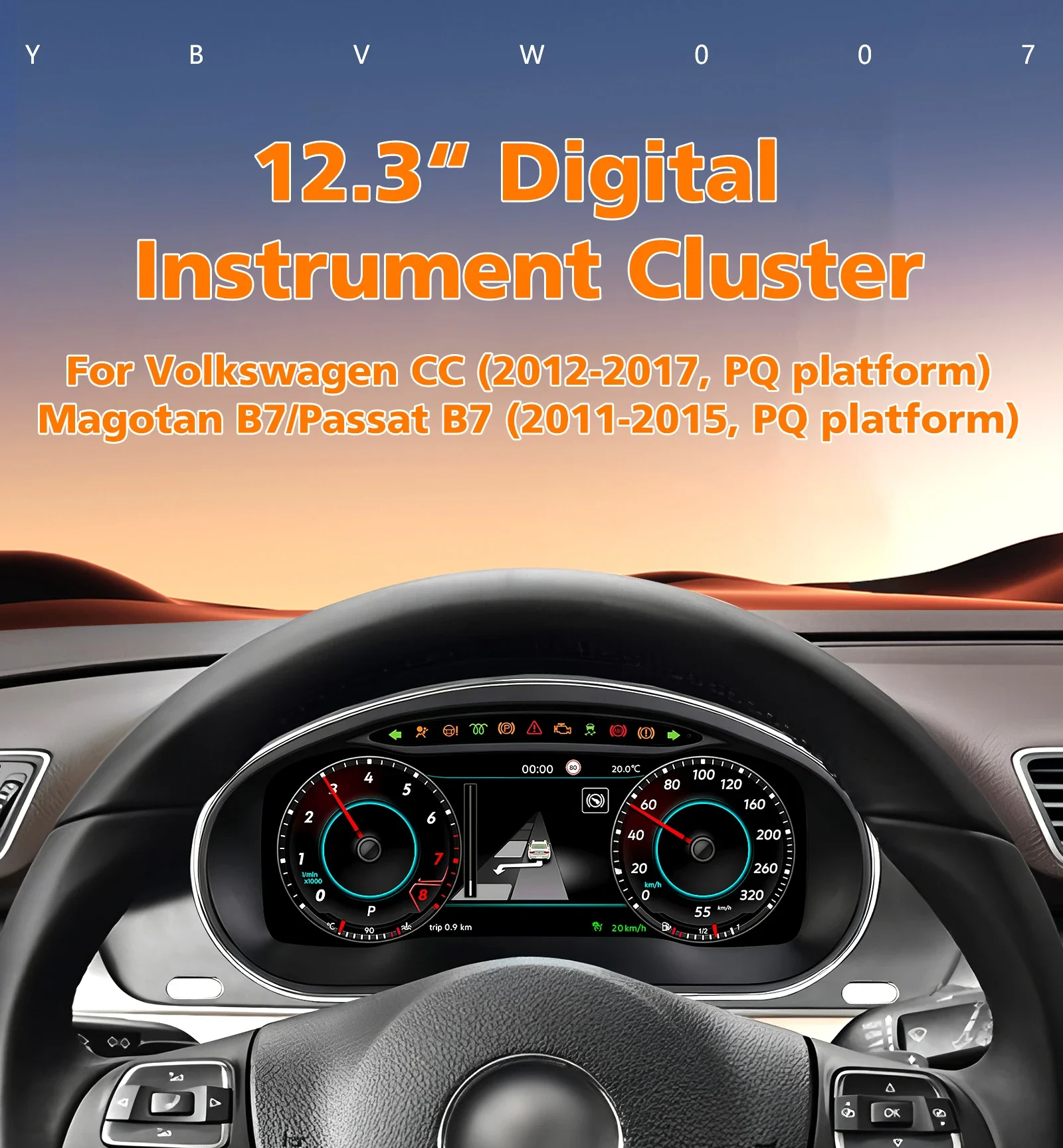 Hizpo 12.3 inch Car Auto Lcd Digital Dashboard Cluster Gauges For Volkswagen CC 2012-2017 PQ platform Magotan B7/Passat B7 2011