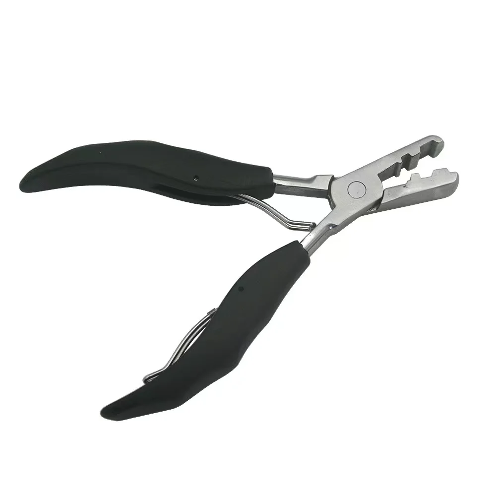 5.7 inch 2 in 1 Black Handle Plier with Flat Grooves 3mm and 5mm grooves Pre-Bonded Hair Extension Clamp