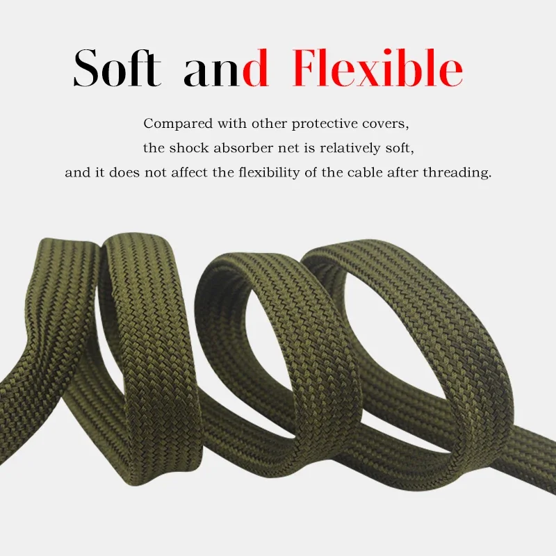 Quân Đội Xanh Cotton Cáp Âm Thanh Lưới Chống Sốc Lưới Âm Thanh HiFi Công Suất Tín Hiệu Dây Loa Dây Áo Ngực Sleeving Tấm Bảo Vệ