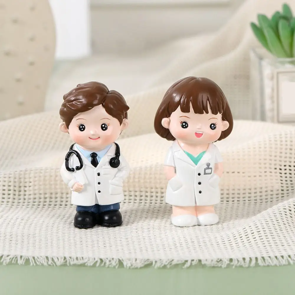 Cute Resin Nurse Figurine White DlY Doctor Garage Kit Doctor Nurse Model Statue Baking Ornaments