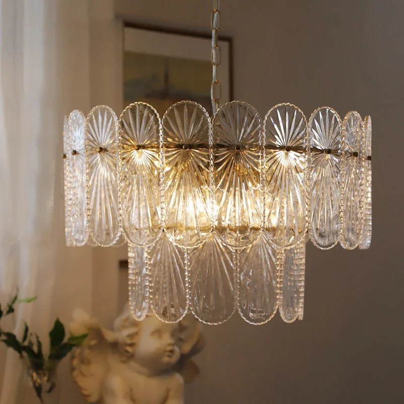 American Retro Glass Chandelier French European Luxury Living Room Bedroom And Dining Room Lighting Fixtures