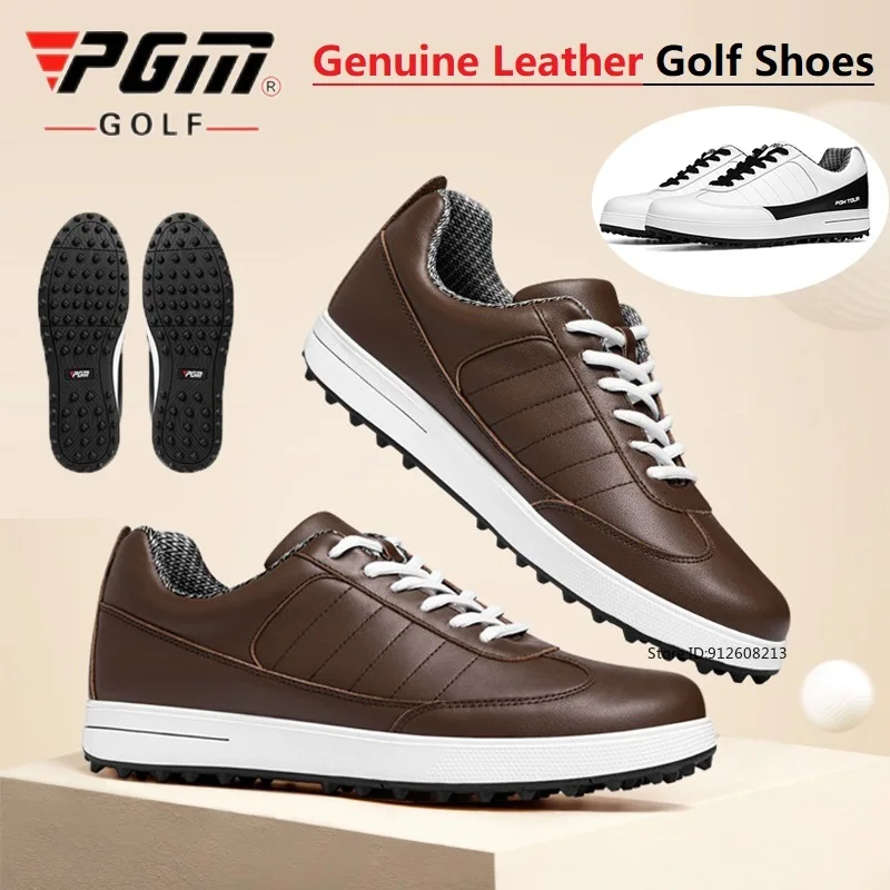 

Pgm Big Size Outdoor Golf Shoes for Men Genuine Leather Waterproof Golf Sneakers Anti-slip Male Walking Shoes Fitness Footwear