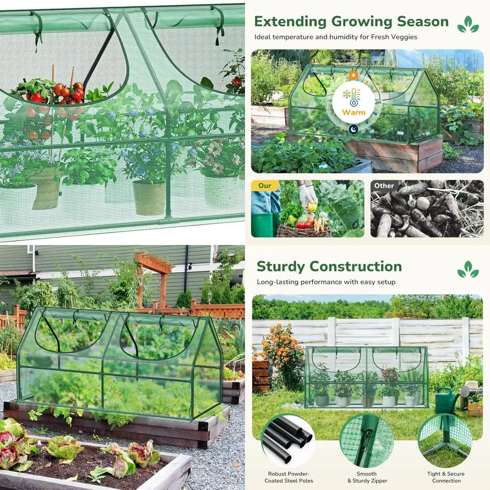 

Compact 3x3x6ft Greenhouse, Dense PE Cover, 2 Roll-up Windows, Ideal for Indoor/Outdoor Plant Cultivation