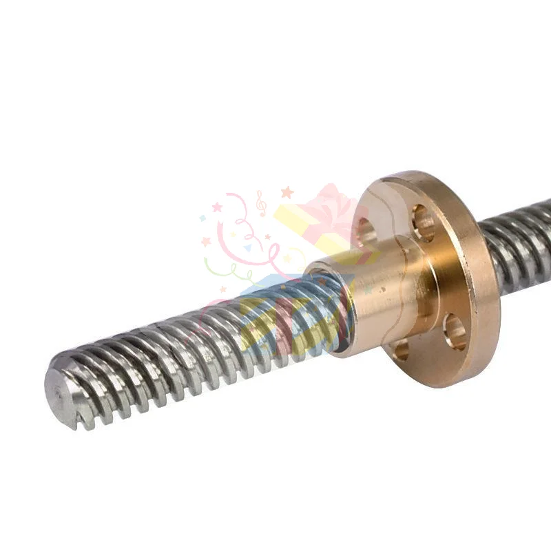 T8 Lead Screw with Brass Nut 8mm OD 2mm Lead Durable Construction 3D Printer Part for School STEM Education Projects