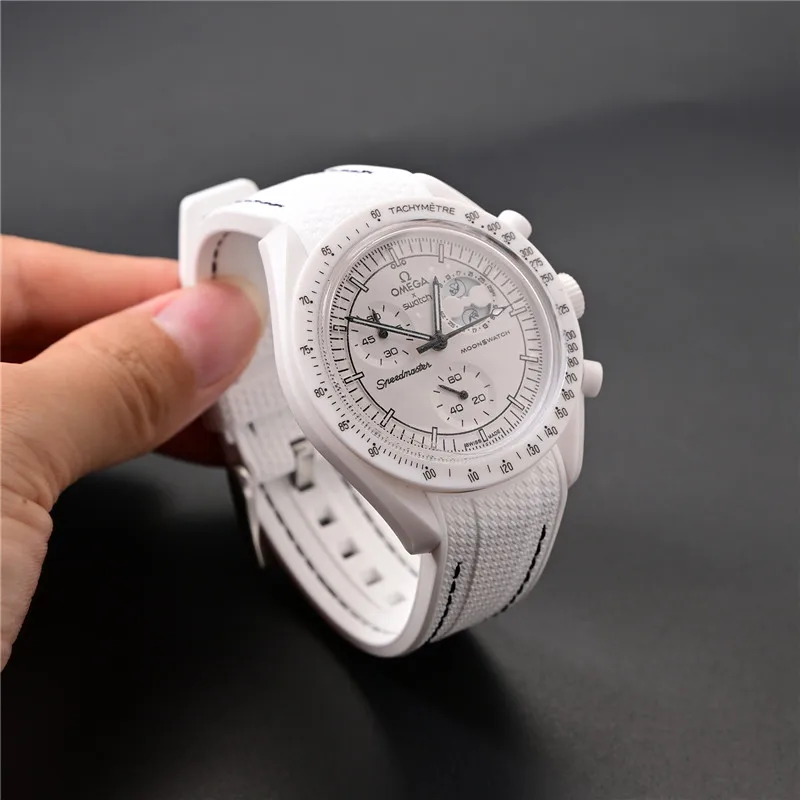 20mm Rubber Watch Strap for Omega X Swatch Joint MoonSwatch Men Women Quick Release Curved End Diving Liquid Silicone Wrist Band view 5