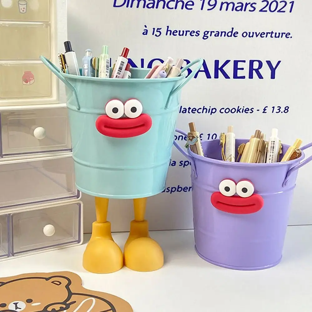 جديد كبير الفم حامل القلم الرصاص DIY سعة كبيرة سطح المكتب دلاء التخزين مقلمة كرتونية مستديرة الطلاب القرطاسية