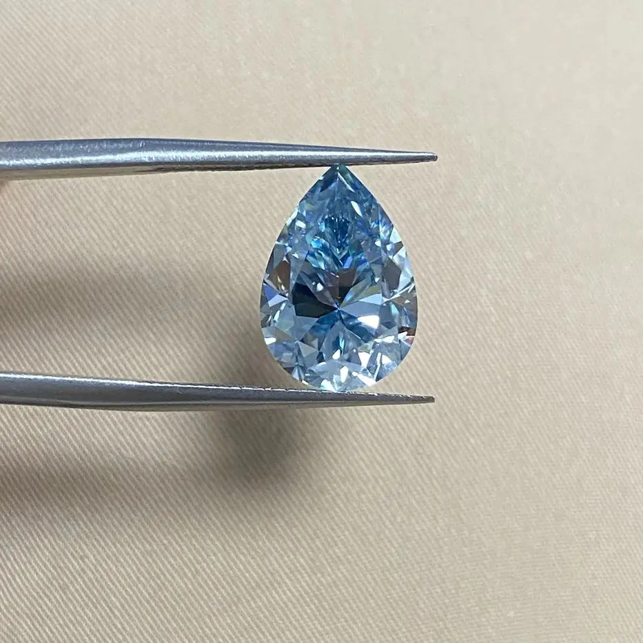 GRA VVS1 Blue Pear Cut Moissanite Diamond Stones 1ct 6ct Lab Created Gemstone