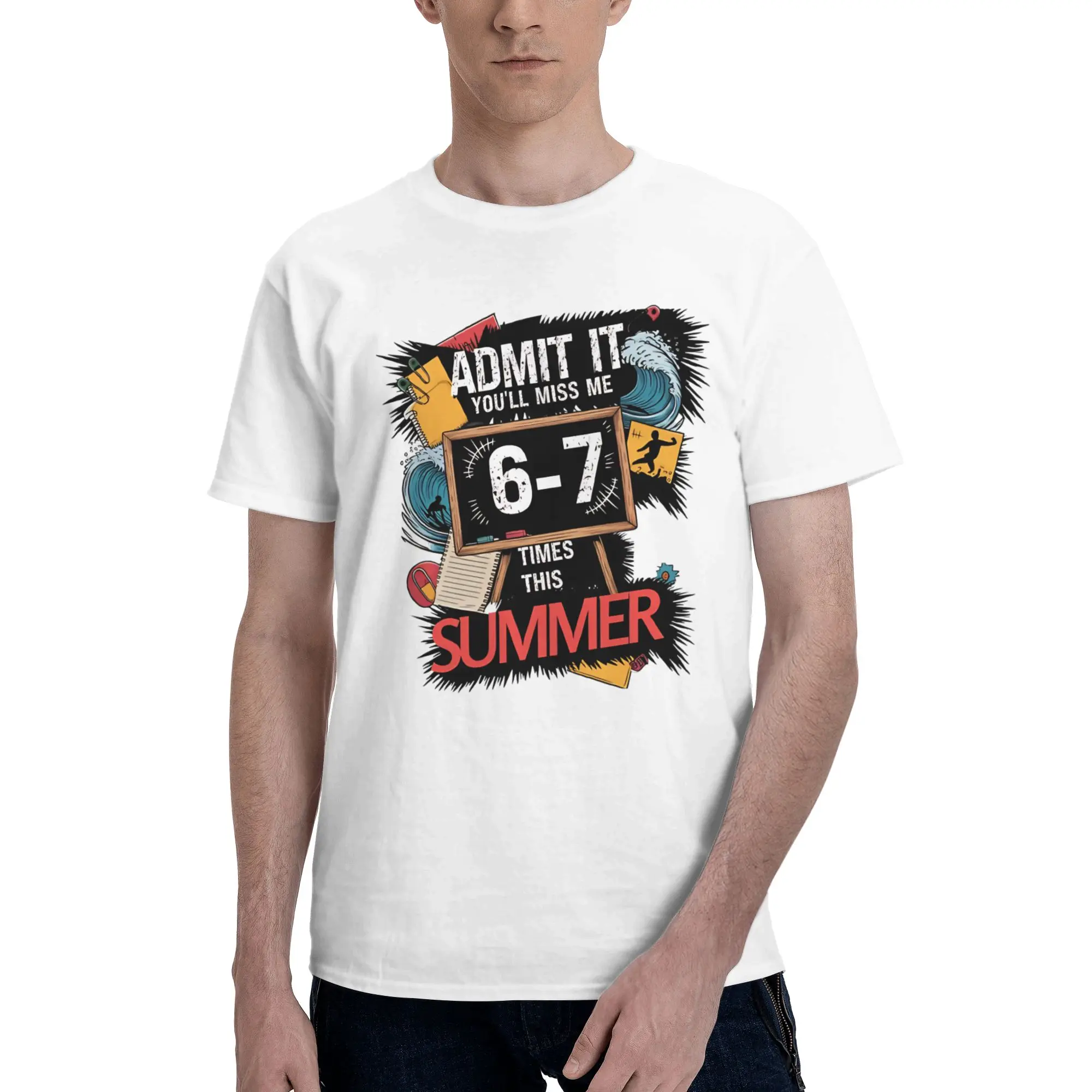 Men Women Print Admit It You'll Miss Me 6-7 Times This Summer   Tee T Shirt Cotton  T-shirts Clothing