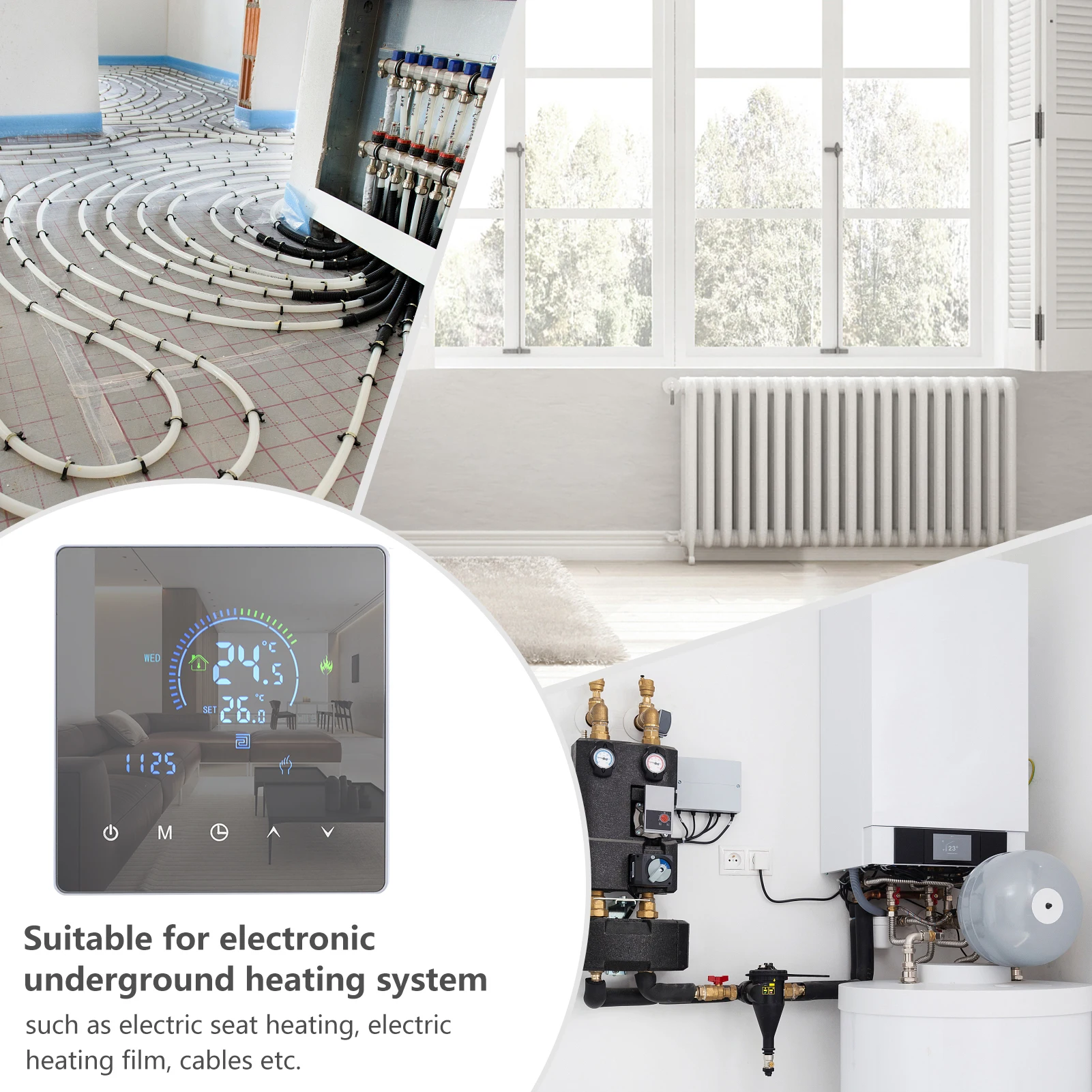 Wifi smart intelligenter thermostat temperatur regler für wasser heizgeräte lcd display touch button programmier bare app