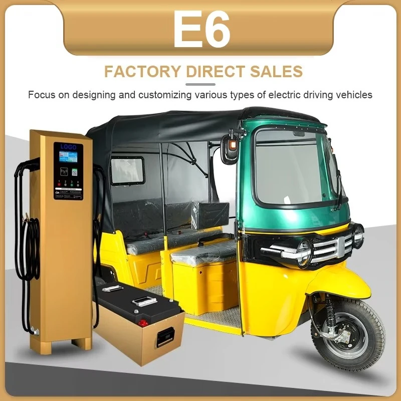 3000W Long Endurance Electric Manned Passenger Vehicle EV Fast Charge 60v/72v Steel Three-Wheeled Tuk-tuk Electric Tricycles