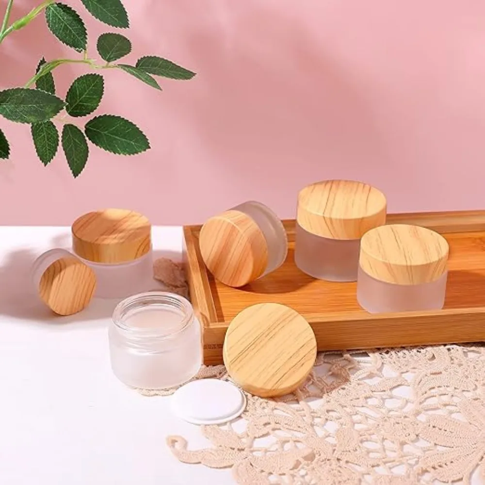 10 Stück 5/10/15/20/30/50/60/100g Leere Gläser Runde Mattierte Klare Glasbehälter für Kosmetik Nachfüllbare Gesichtscreme-Dosen für Make-up – Detail 6