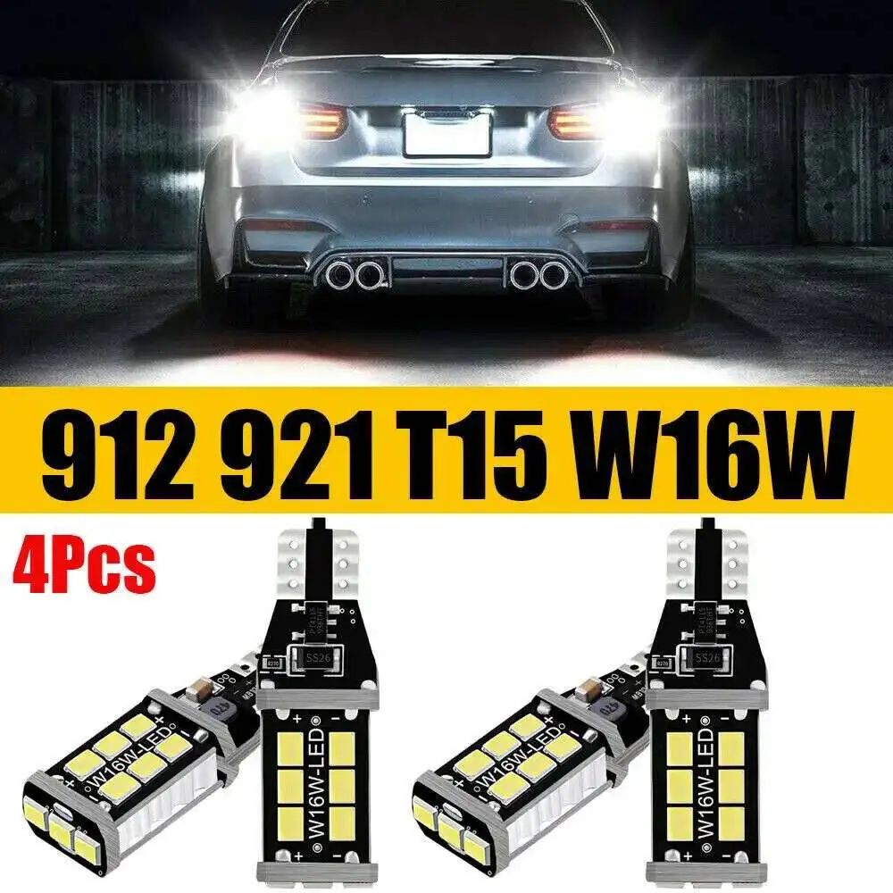 

4Pcs Bright White Canbus LED Bulb For Car Backup Reverse Lights 912 921 T15 W16W