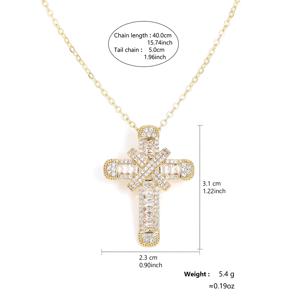 Cross Pendant Necklaces Classical Sparkling CZ Cross Necklace Jewelry Festival Party Daily Gifts For Men image 6