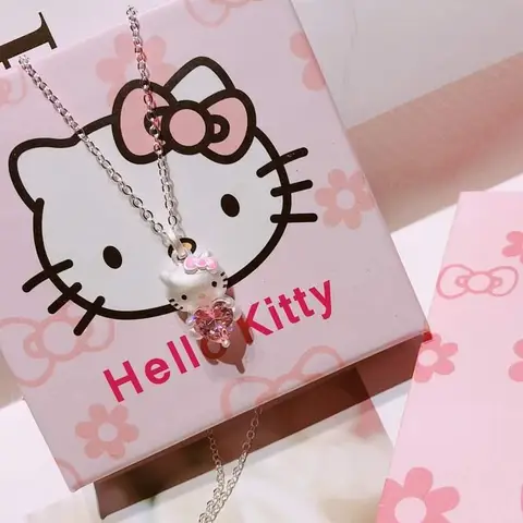 헬로 키티 귀여운 소녀 목걸이 간단한 카와이 연인 액세서리 만화 애니메이션 캐릭터 액세서리 생일 선물