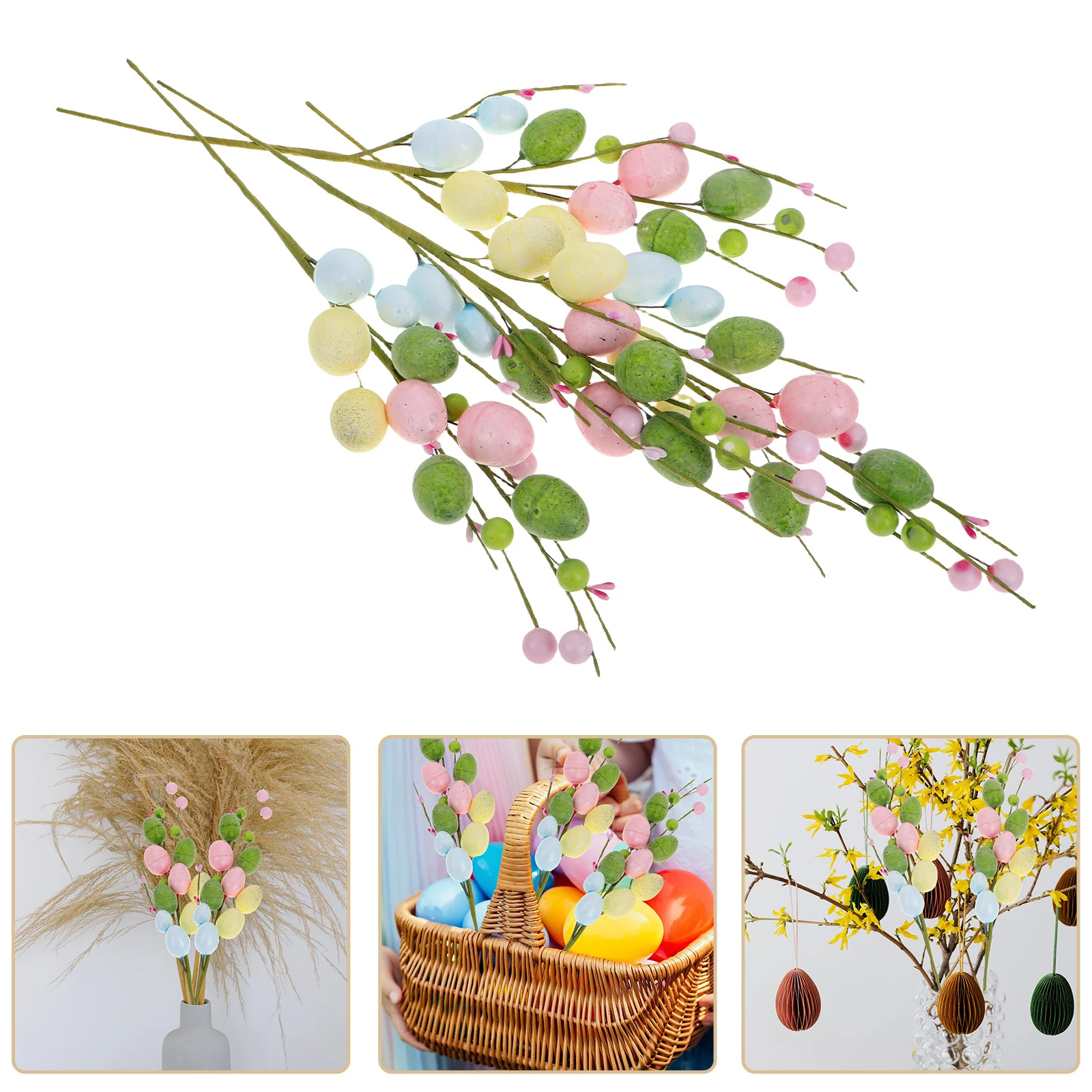 

4Pcs Easter Egg Stem Decor 40Cm Lifelike Artificial Flower Branches for Floral Arrangement Basket Filler Springtime Home Decor