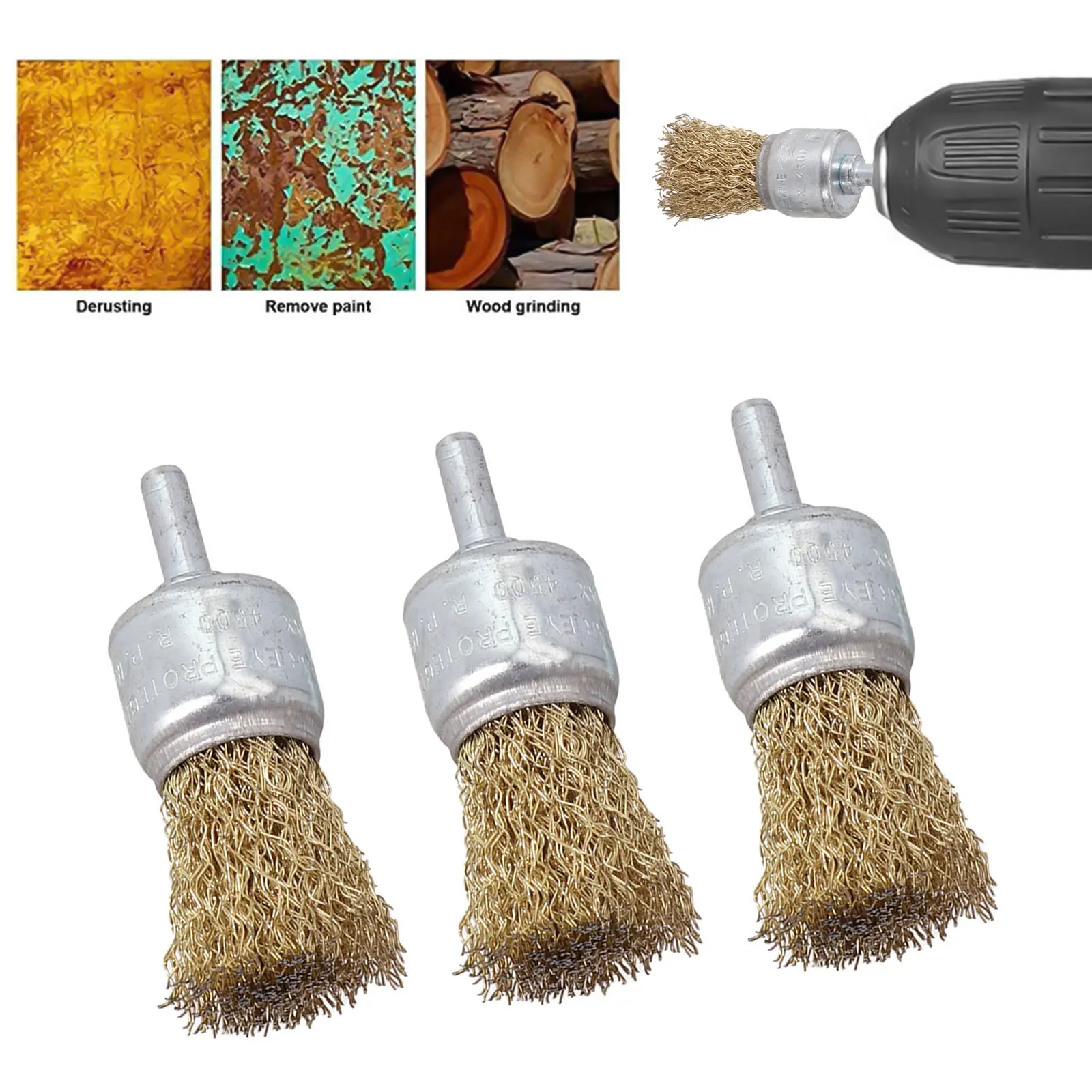 

Useful Hot Sale New Brass Wire Brush End Wire Brushes For Drill Rust Removal Tool Wheel 3pcs 6mm Shank Crimp Cup Set Kit Rotary