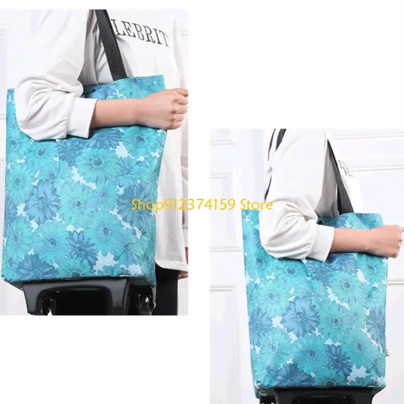 G5AE Lightweight Foldable Trolley Cart Retractable Handle Quiet Practical Oxford Fabric