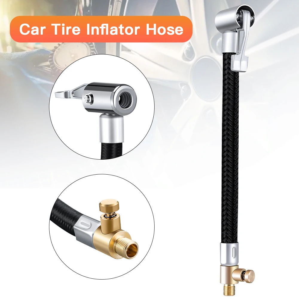 Car Tyre Inflator Hose Air Chuck Deflated Tyre Hand Air Pump Extension Tube Hose Tube Air Pump Adapter Tire Repair Tools