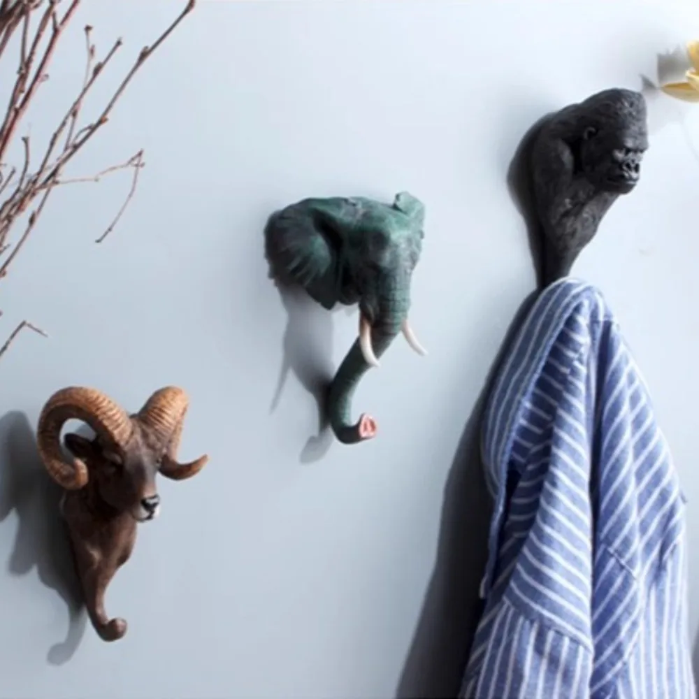 Wall Art Giraffe/Elephant/antelope Hat Organization Living Room Decoration Coat Hanger Wall Interior Decor Accessories