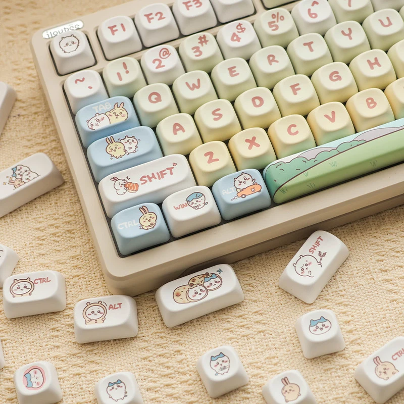 Cartoon Animal PBT Dye Sublimation Keycaps Set MOA Profile Mechanical Keyboard Key Cap Cute Design Replacement Keys