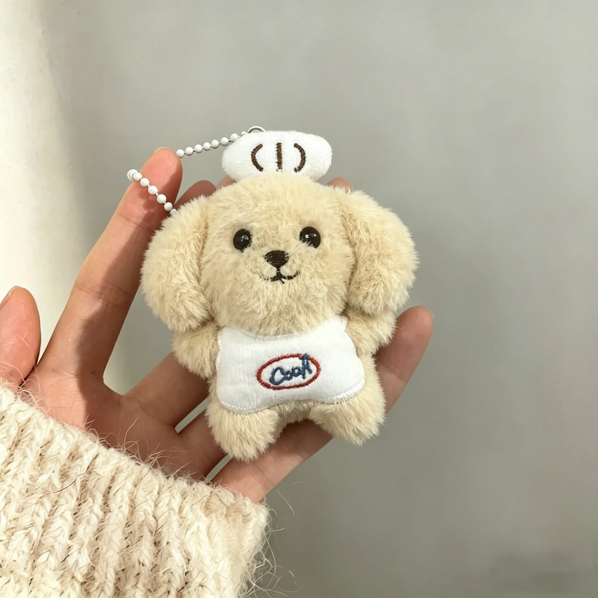 New Cute Cartoon Plush Squeaky Puppy Keychain Pendant Soft Stuffed Dog Key Pendant Bag Accessory Car Key Decor