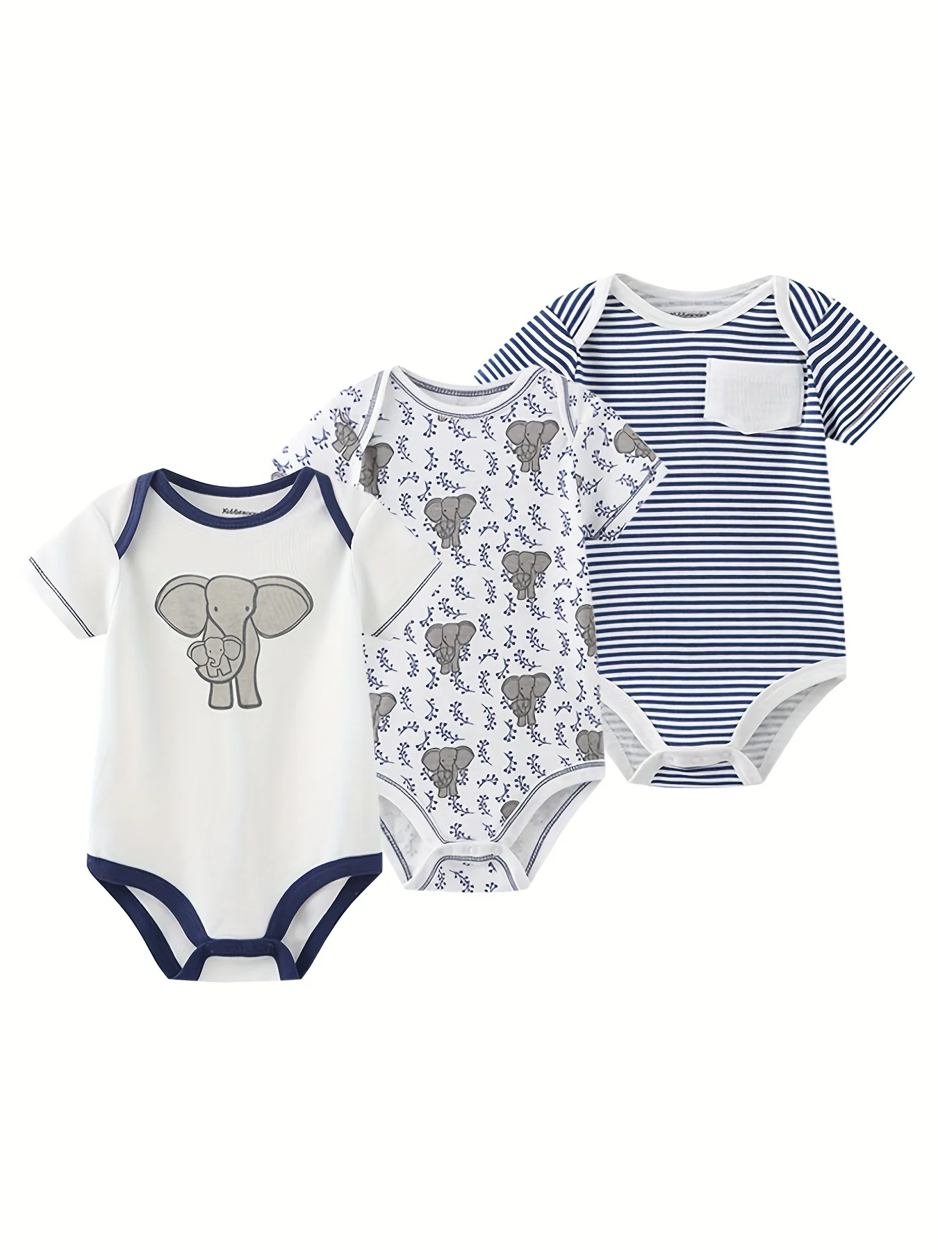 

Kiddiezoom 3-Piece Summer Baby Boy Bodysuits 100%Cotton Soft Newborn Onesies Cartoon Infant Clothes