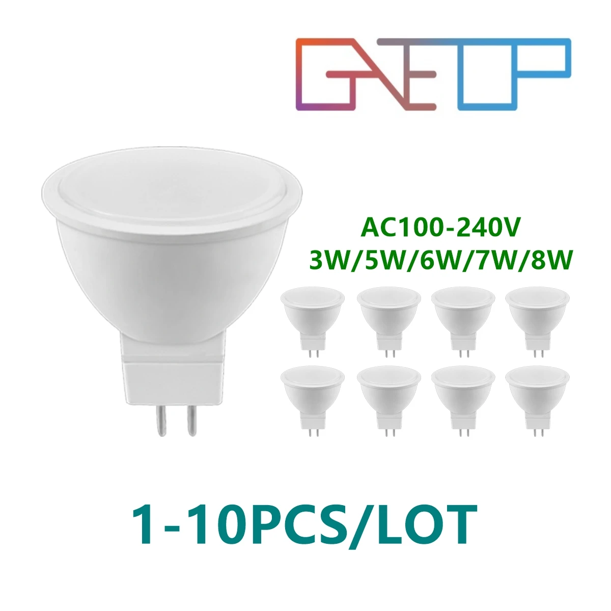 

1-10pcs Factory direct LED spot light MR16 AC100V-240V 3W 5W 6W 7W 8W high bright warm white light replace 50W 100W halogen lamp