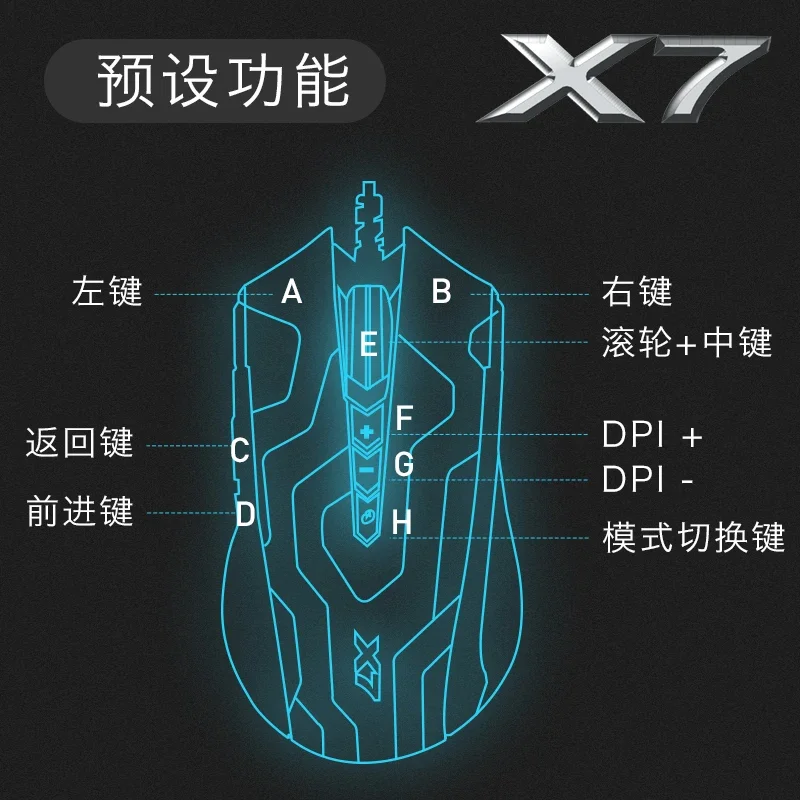 A4tech X7 X89 Gamer Mouse Wired Lightweight PAW3212 RGB Light 2400DPI Macros Office E-Sport CSOL Gaming Mouse For Laptop PC Gift