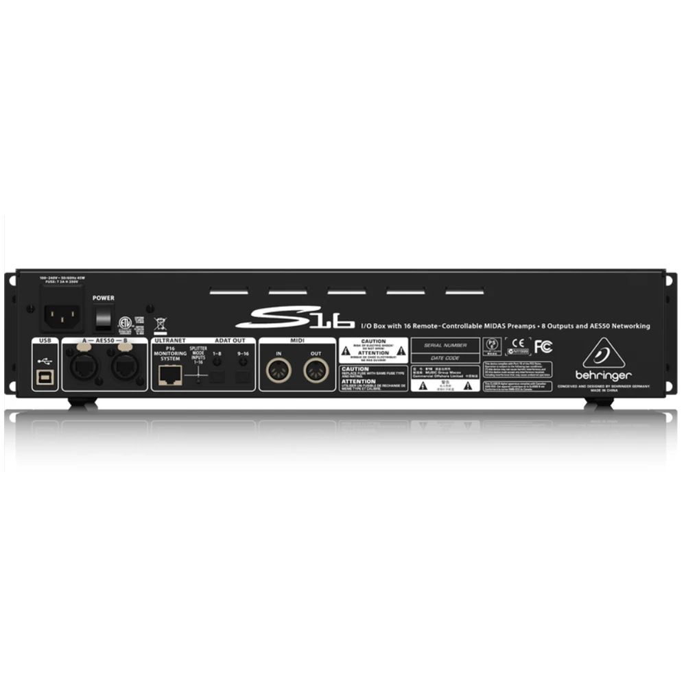 Behringer S16 16-channel Digital Snake with Midas Mic Pres, AES50 Network Port, and Ultranet Integration with Powerplay P16