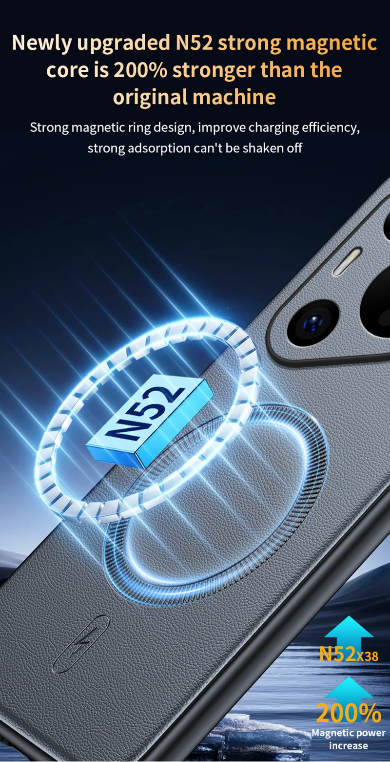 Für Huawei Pura 70: Magnetische Lederhülle mit Schutzfunktion, hochwertige, rutschfeste PC+TPU-Hülle mit Anti-Fingerabdruck-Beschichtung. – Detail 9