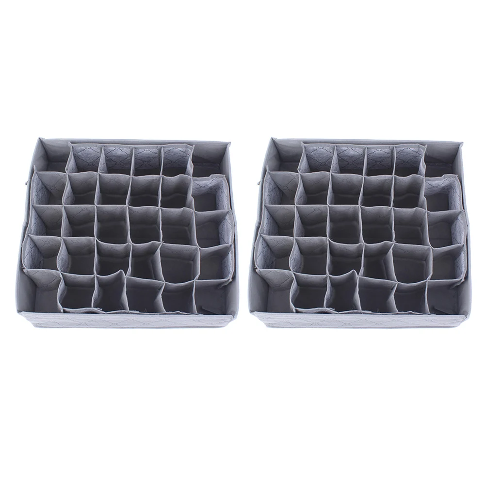 

2Pcs Underwear Storage Container Non-Woven 30 Slots Organizer Grid Removable Compartments for Home Socks Briefs