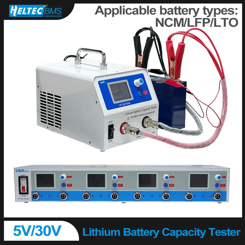 Testeur de capacité de batterie Heltec 10A-50A pour charge/décharge de batteries 18650/21700 LiPo/LiFePO4 5V/30V, testeur de charge électronique