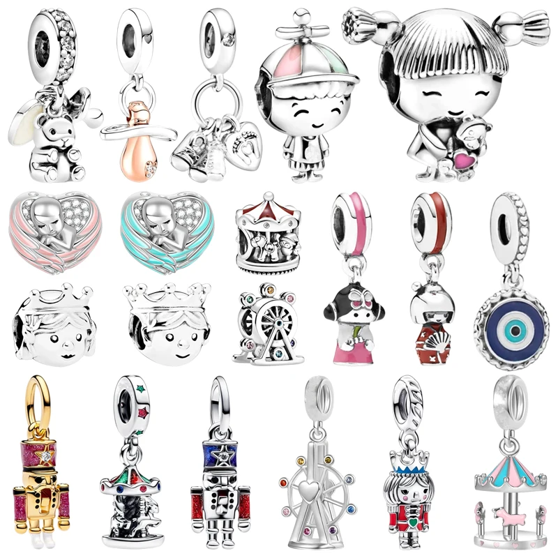 

Sleeping Baby Wrapped in Angel Wings Nutcracker Carousel Horse Little Girl & Boy Charm Beads Fit Original Bracelets DIY Jewelry