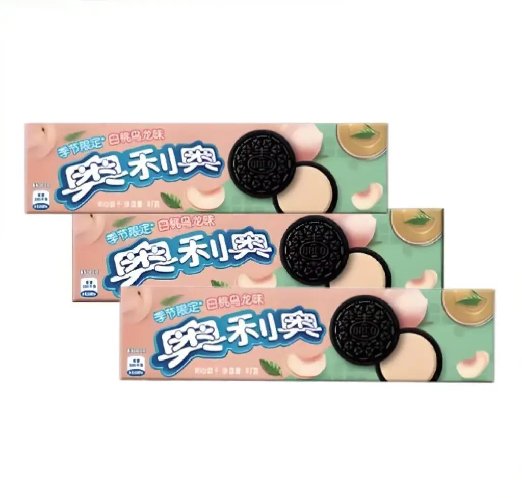 Galletas tipo sándwich Oreo - Sabor melocotón blanco Oolong, paquete de 3, 97 g/bolsa