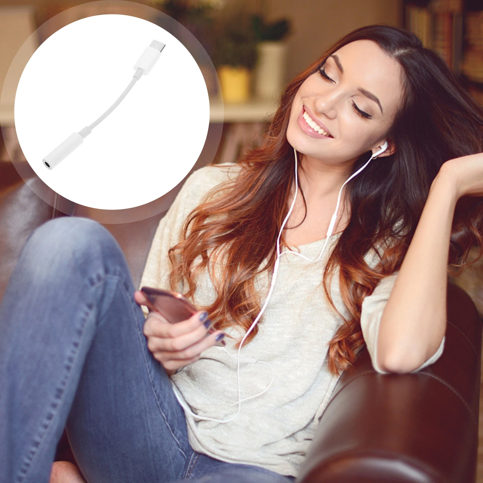 

Headset Headphone Adapter Type C to Jack for Headphones Double Usb Earphone White Audio