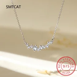 0.9ct 100% Real Moissanite Necklace Brilliant Diamond Smile Pendant Necklace for Women Girls Wedding Party Gift Jewelry