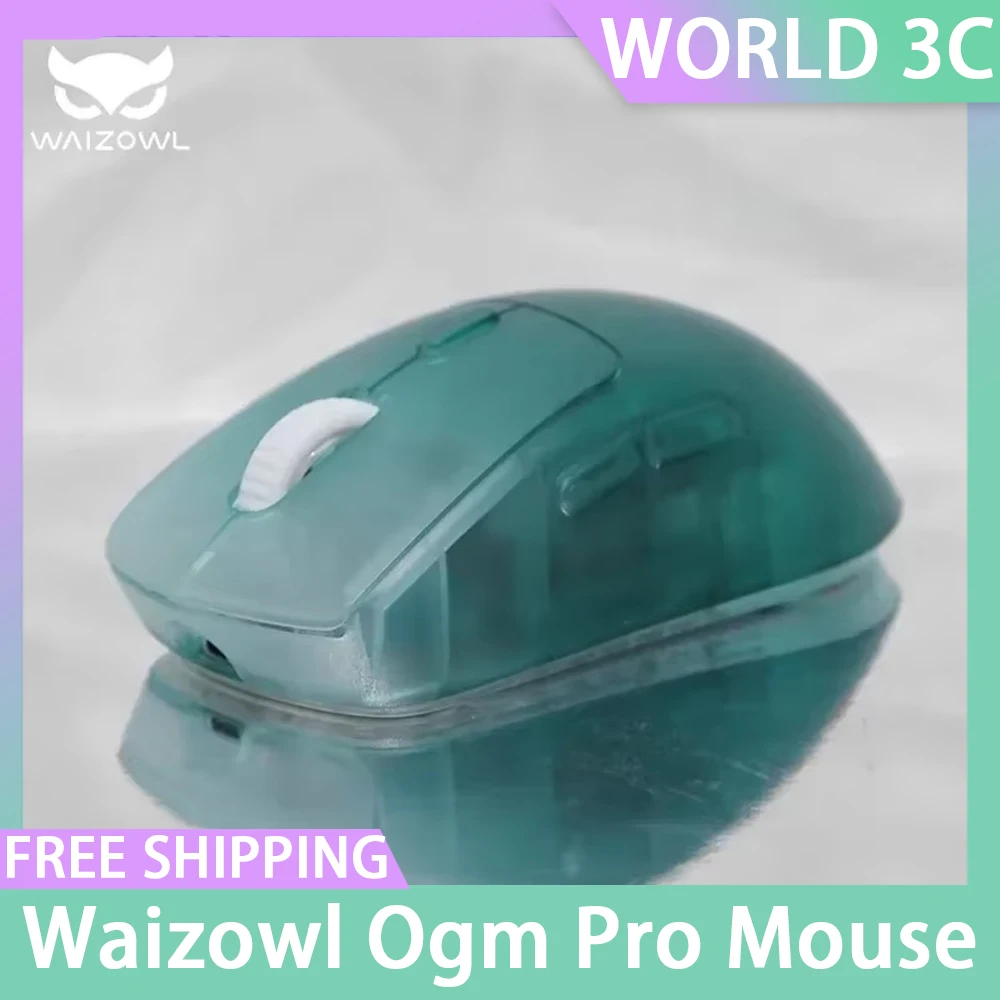 Waizowl Ogm Pro Mouse Tri Mode Bluetooth Wireless 2.4g Wired Gamer E-Sports Mouse Paw3395 Cyan Custom Mice For Computer Pc