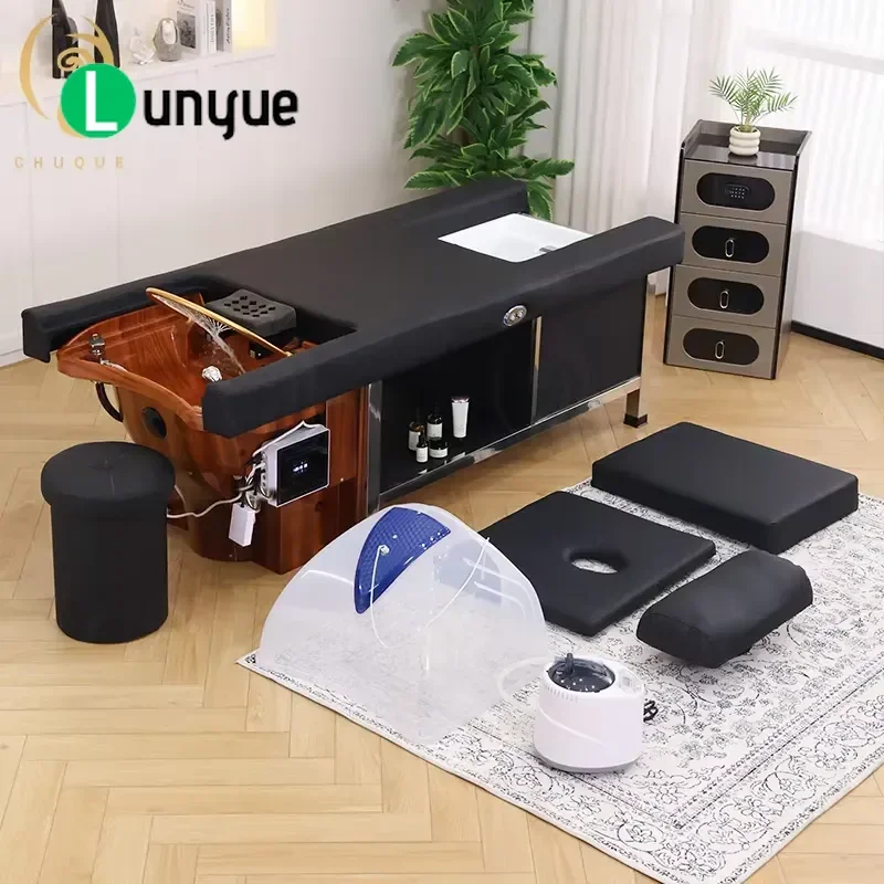 Modern Multifunctional Shampoo Chair Bed with Adjustable Backrest Head Treatment and Spa Pedicure Function for Beauty