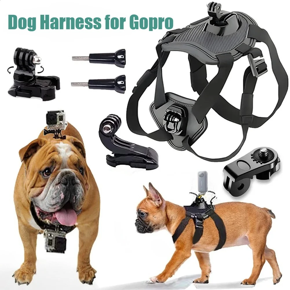 

Dog Camera Harness Mount for Gopro 12 11 10 9 DJI OSMO Insta360 Accessoriest 7-45kg Pet Walking Adjustable Soft Chest Harness
