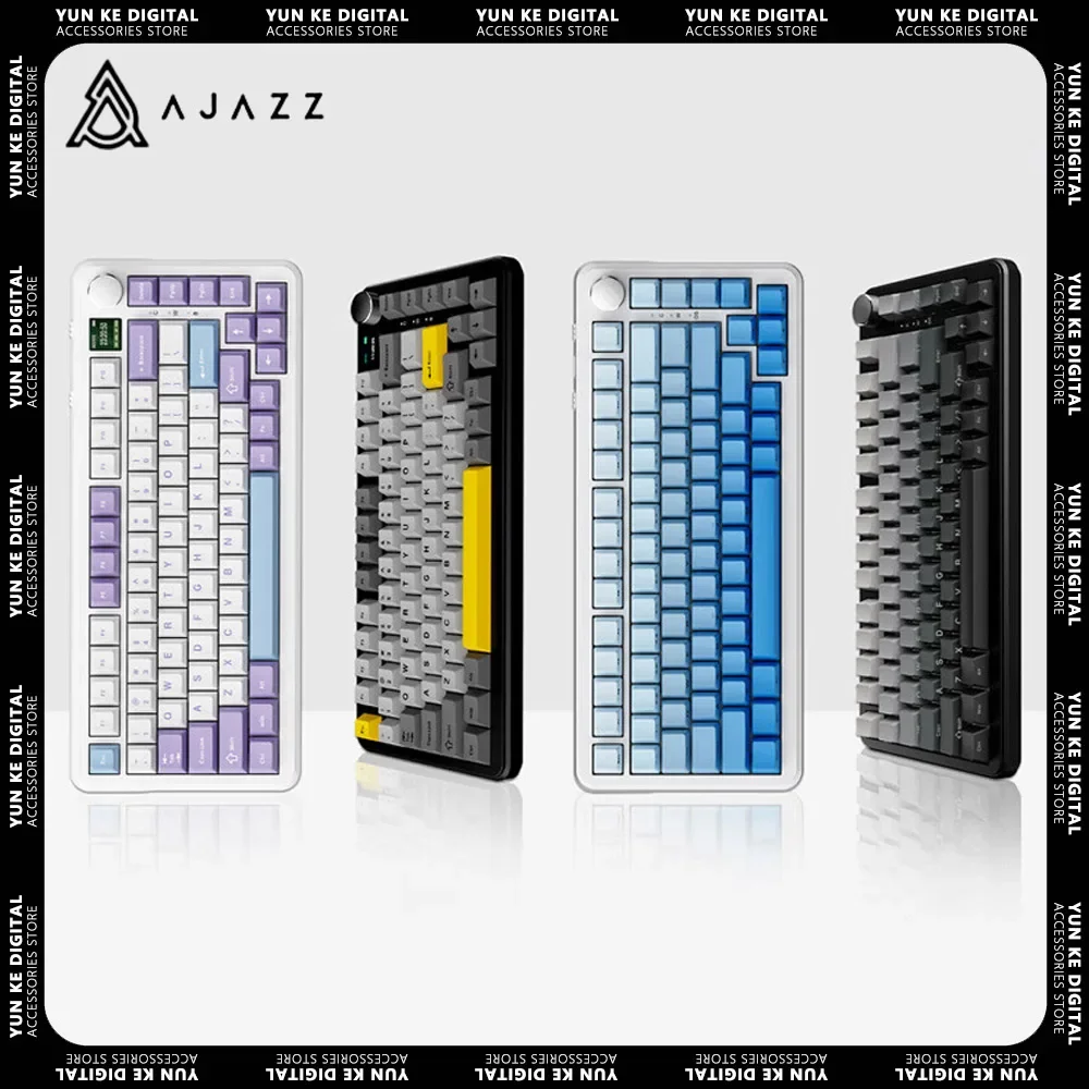 AJAZZ AK820 Mechanical Keyboard TFT Screen Multifunctional Knob Gaming Keyboard Three Mode RGB Gasket Customized Gamer Gifts