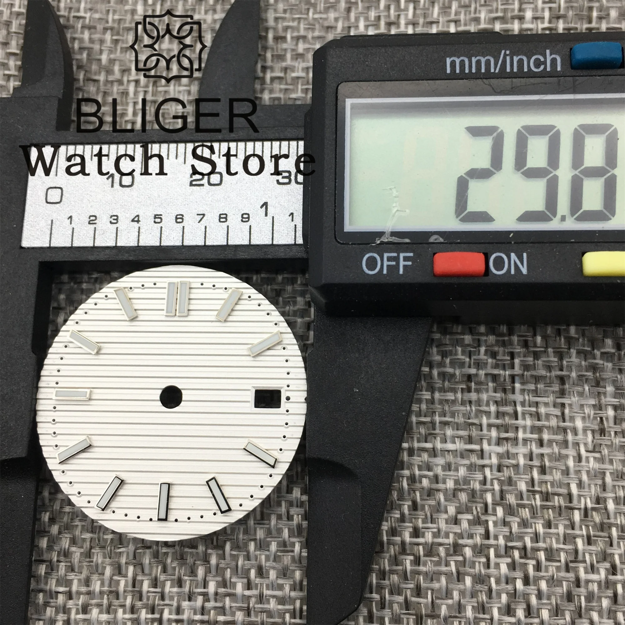 BLIGER 29,8mm esfera del reloj verde luminoso negro blanco azul verde marrón esfera dorada se adapta al movimiento NH35 NH36 NH38 4R35 4R36 6R 7S26