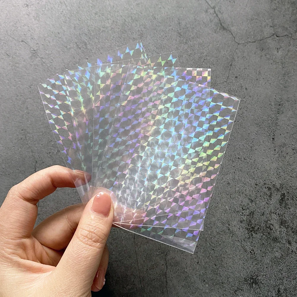 100PCS/Lot Laser Lattice Grid Master Flashing Card Film Holographic Card Sleeves 65x90mm mtg/pkm PTCG Card Cover