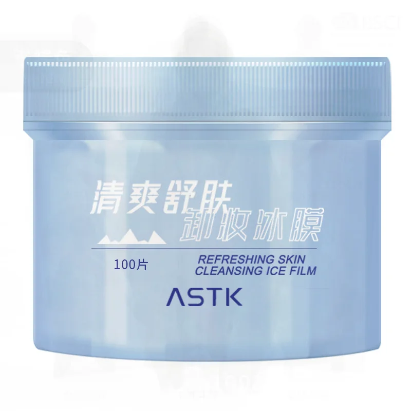 ASTK Refreshing Makeup Remover Ice Film Disposable Wipes 100 Pieces Portable Deep Cleansing No Irritation for Dry Skin